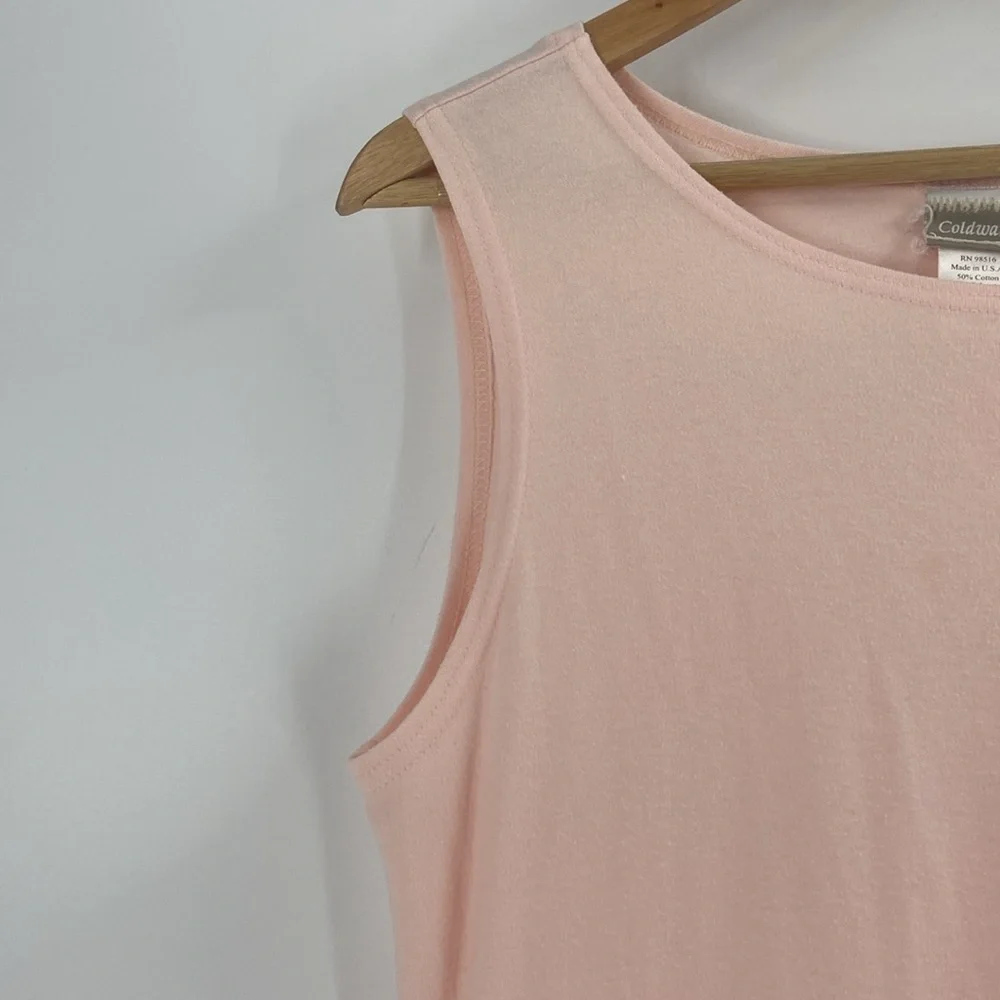 Coldwater Creek soft pink cotton blend  shift dress sleeveless summer womens